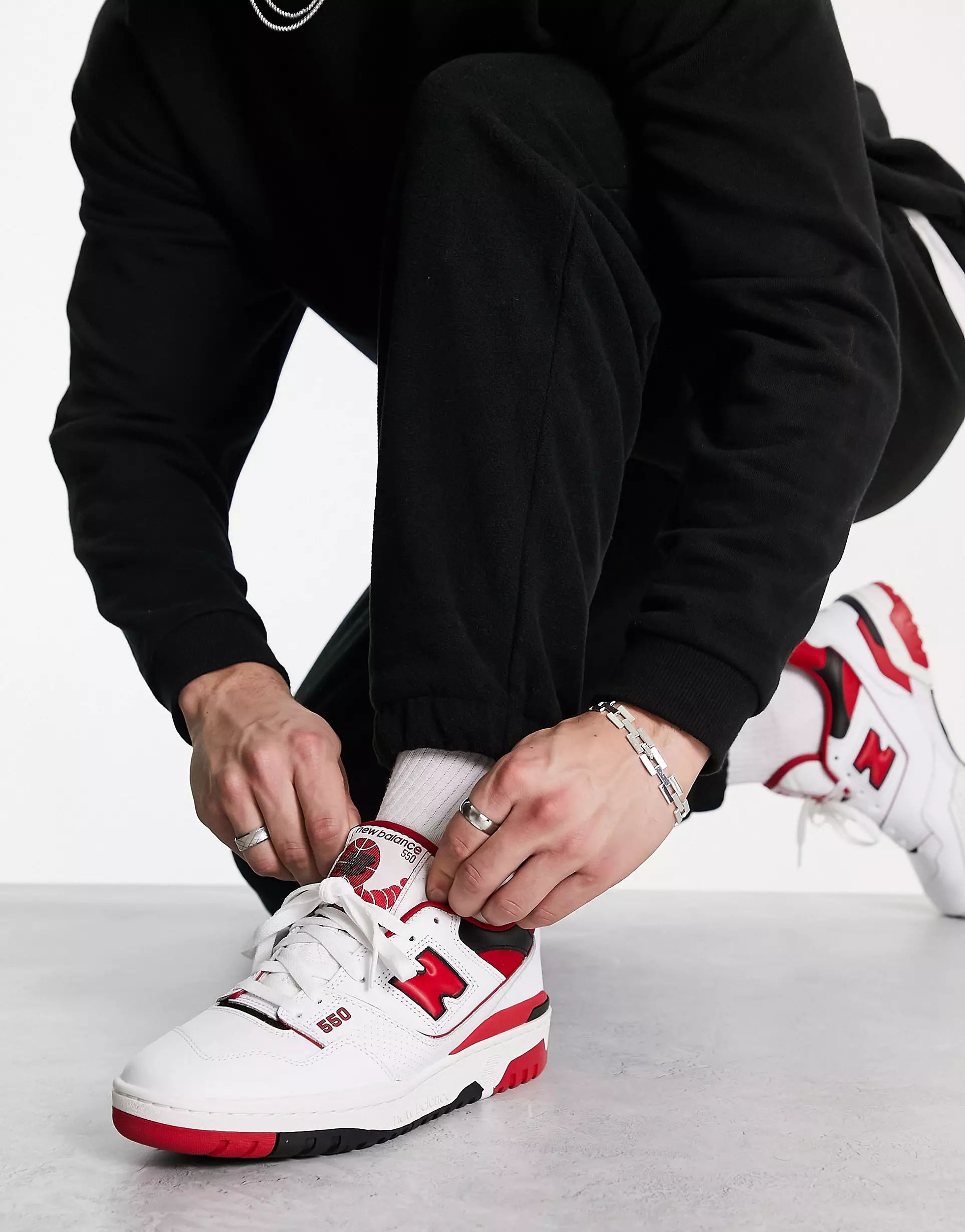 New Balance 550 trainers in white with red detail | ASOS (Global)
