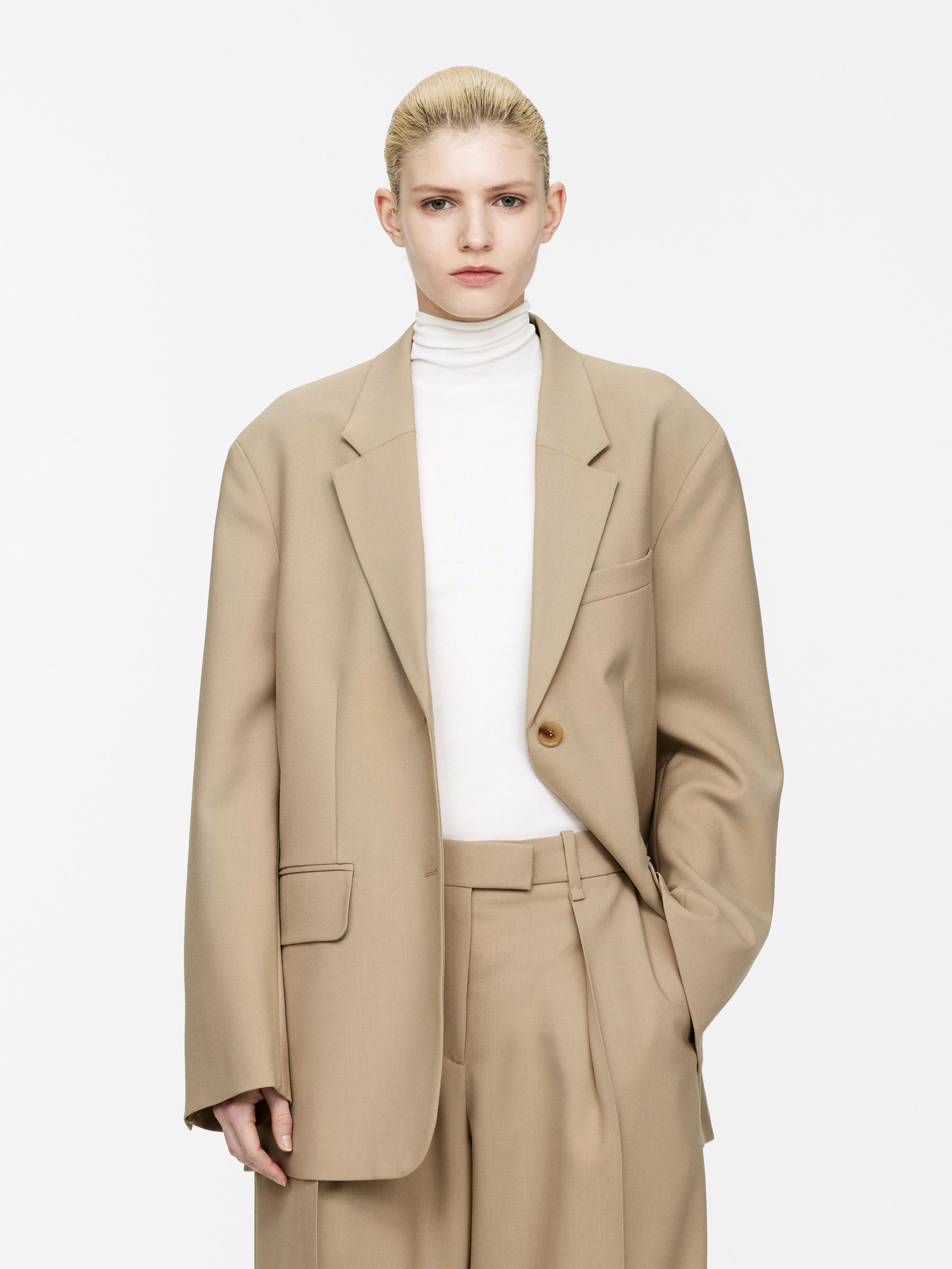 Oversized Wool Blazer – Beige – Women – ARKET GB | Arket UK