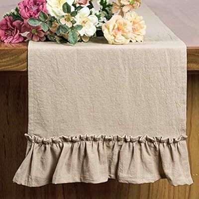 Letjolt Cotton Fabric Table Runner Ruffle Rustic Table Decor Wedding Baby Shower Home Kitchen Bir... | Amazon (US)
