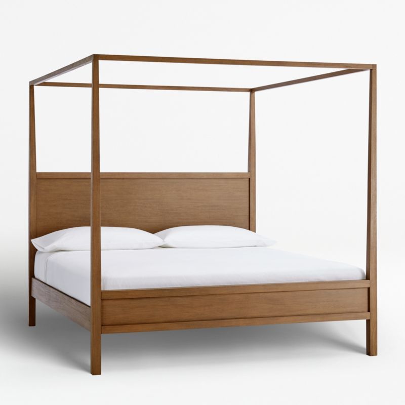 Keane Driftwood King Wood Canopy Bed + Reviews | Crate and Barrel | Crate & Barrel