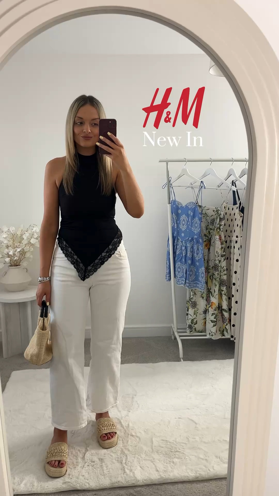 H&M New In Summer OOTD 🤍🐚☀️

How gorgeous is this white lace trimmed halter neck top, it looks so nice paired with white jeans this would be perfect to wear in the summer, on an evening, or to take on holiday with you 🫶✨

White jeans halterneck top sandals summer fashion summer outfit 

#LTKuk #LTKsummer #LTKeurope
