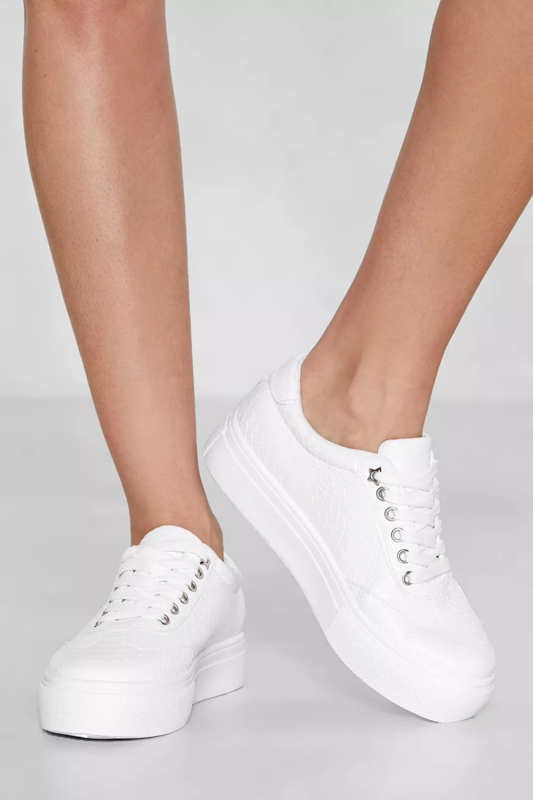 Croc Faux Leather Platform Sneaker | Nasty Gal (US)