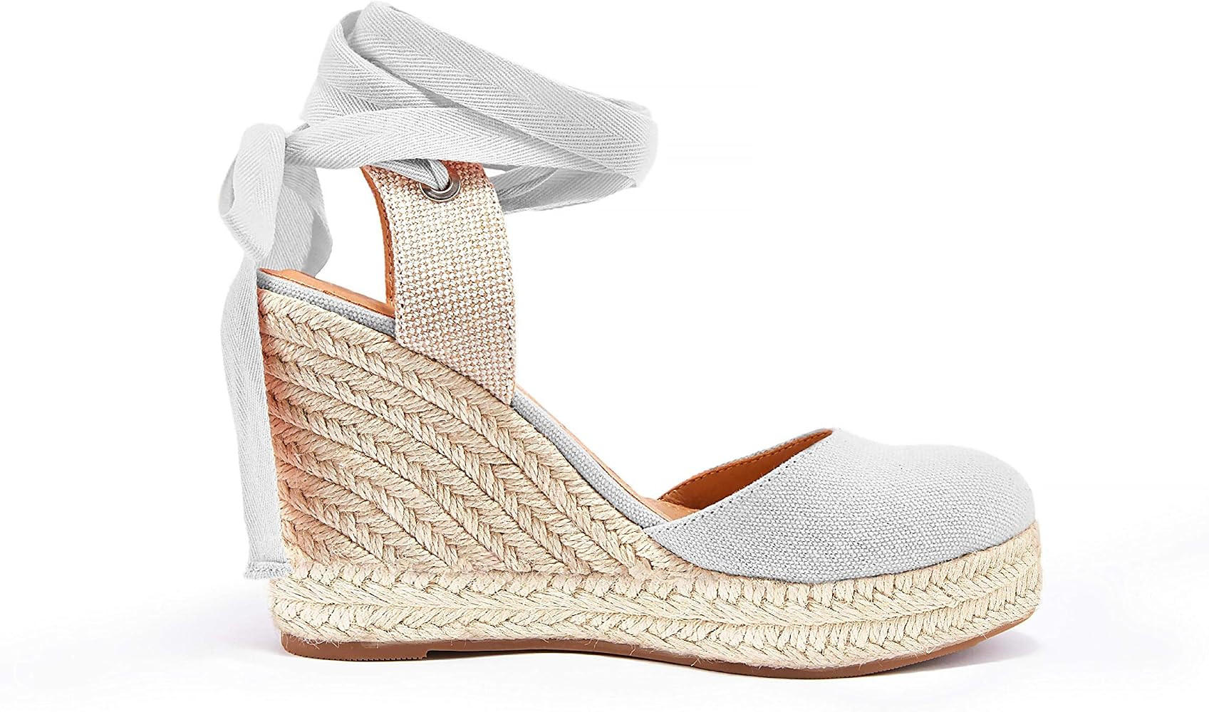 Nailyhome Womens Espadrille Wedge Sandals Closed Toe Platform Lace Up Ankle Wrap Slingback Sandals | Amazon (US)