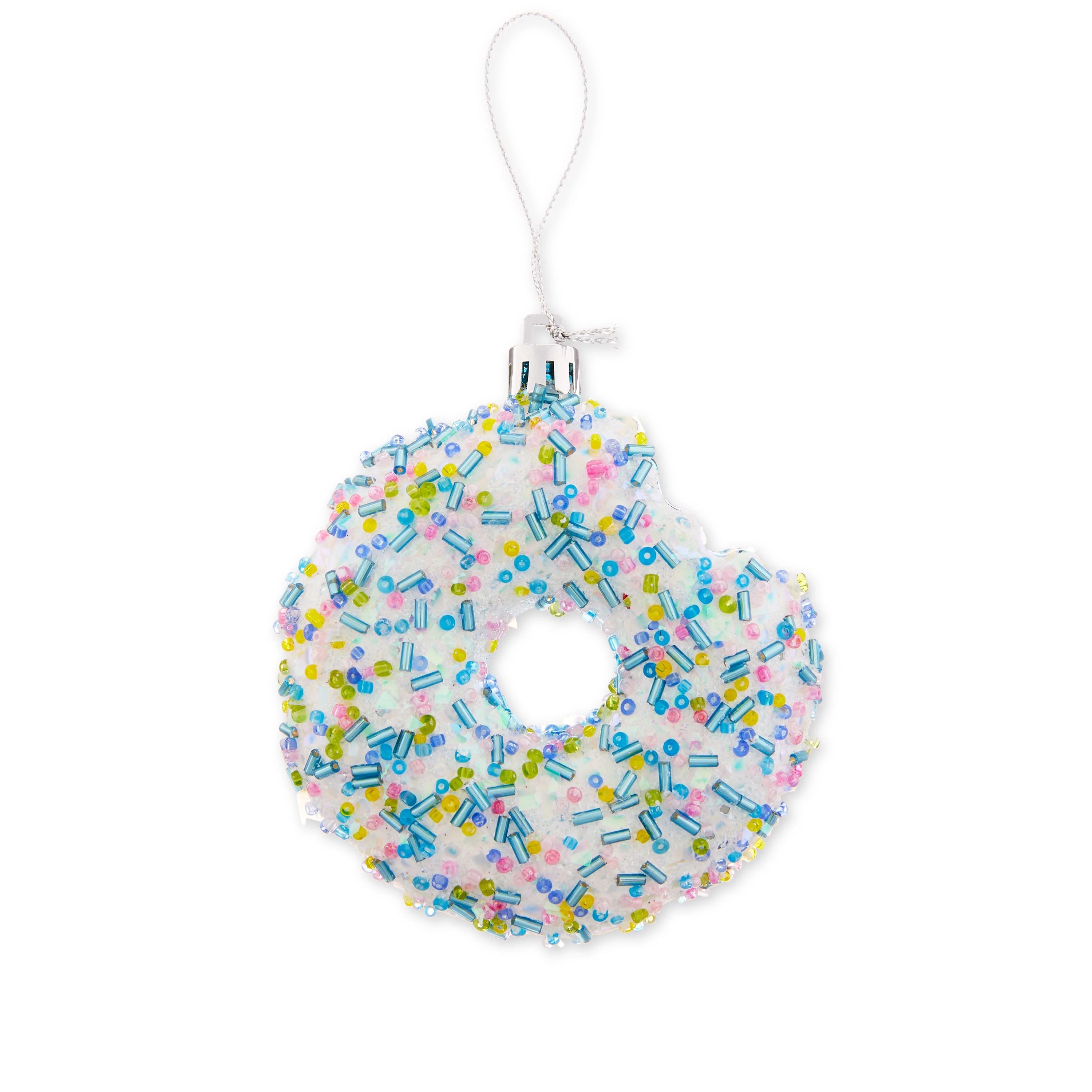 Teal and White Sprinkles Donut Decorative Christmas Ornament, 3.5 in, by Holiday Time, by Holiday... | Walmart (US)