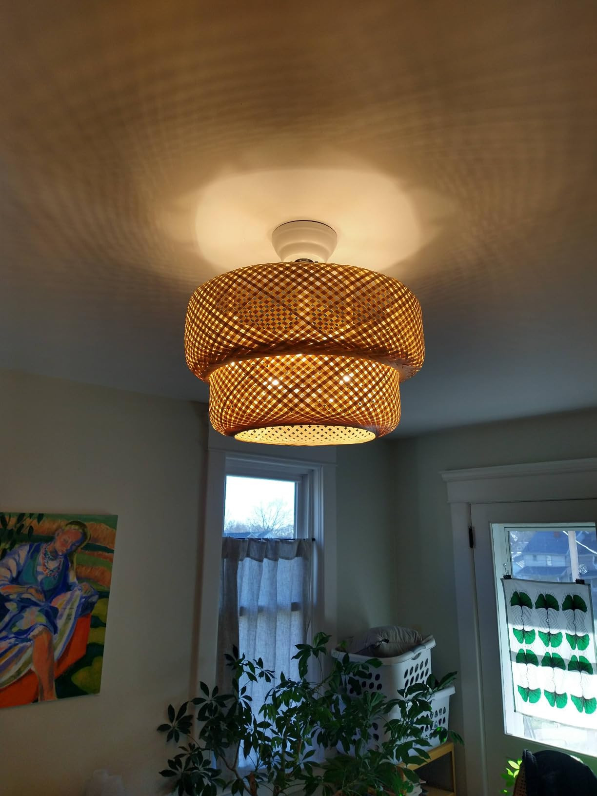 Boho Ceiling Fans with Lights, 20" Rattan Ceiling Fan with Light Remote Control, Caged Fandelier ... | Amazon (US)