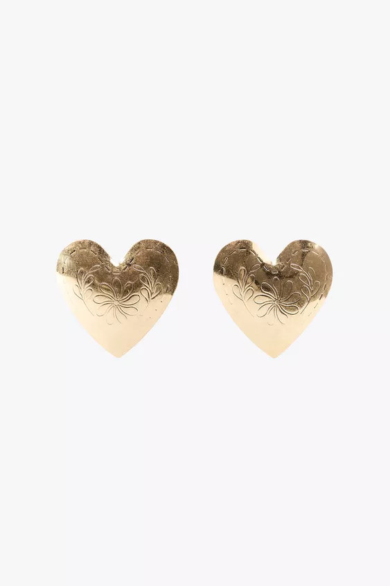 TEXTURED HEART EARRINGS | Zara US