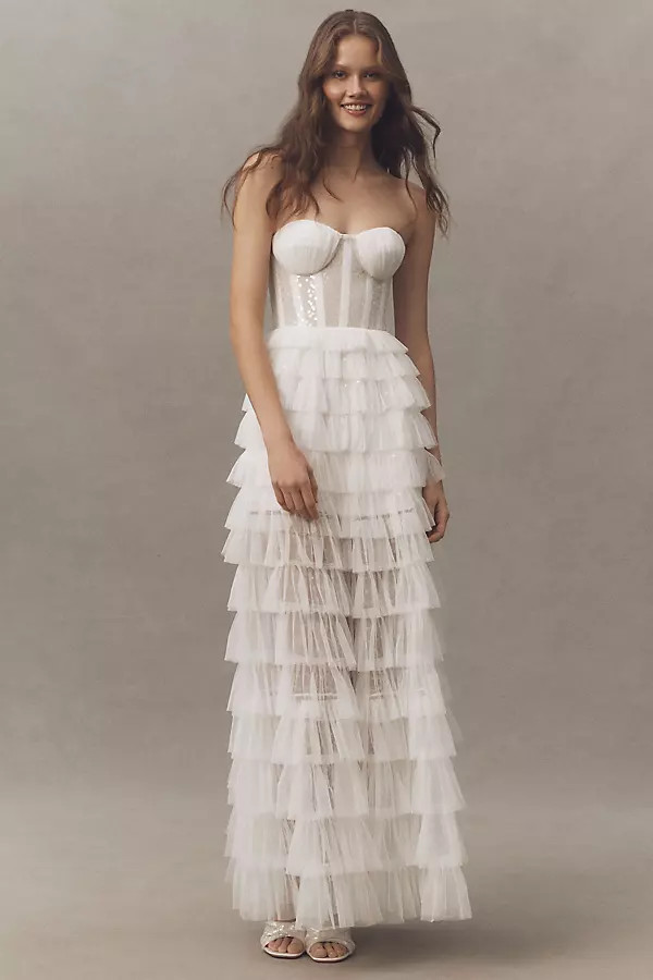 Frankie Corseted Tiered Midi Dress | Anthropologie (US)