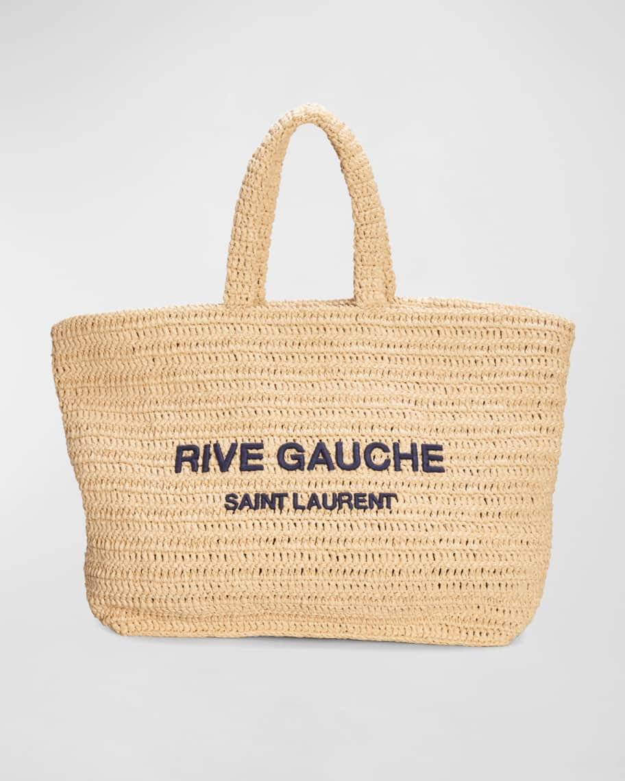 Saint Laurent Rive Gauche Raffia Tote Bag | Neiman Marcus