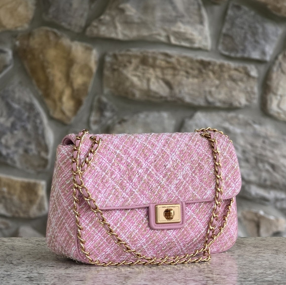 Karl Lagerfeld Paris Large Tweed Pink Shoulder Bag | Poshmark