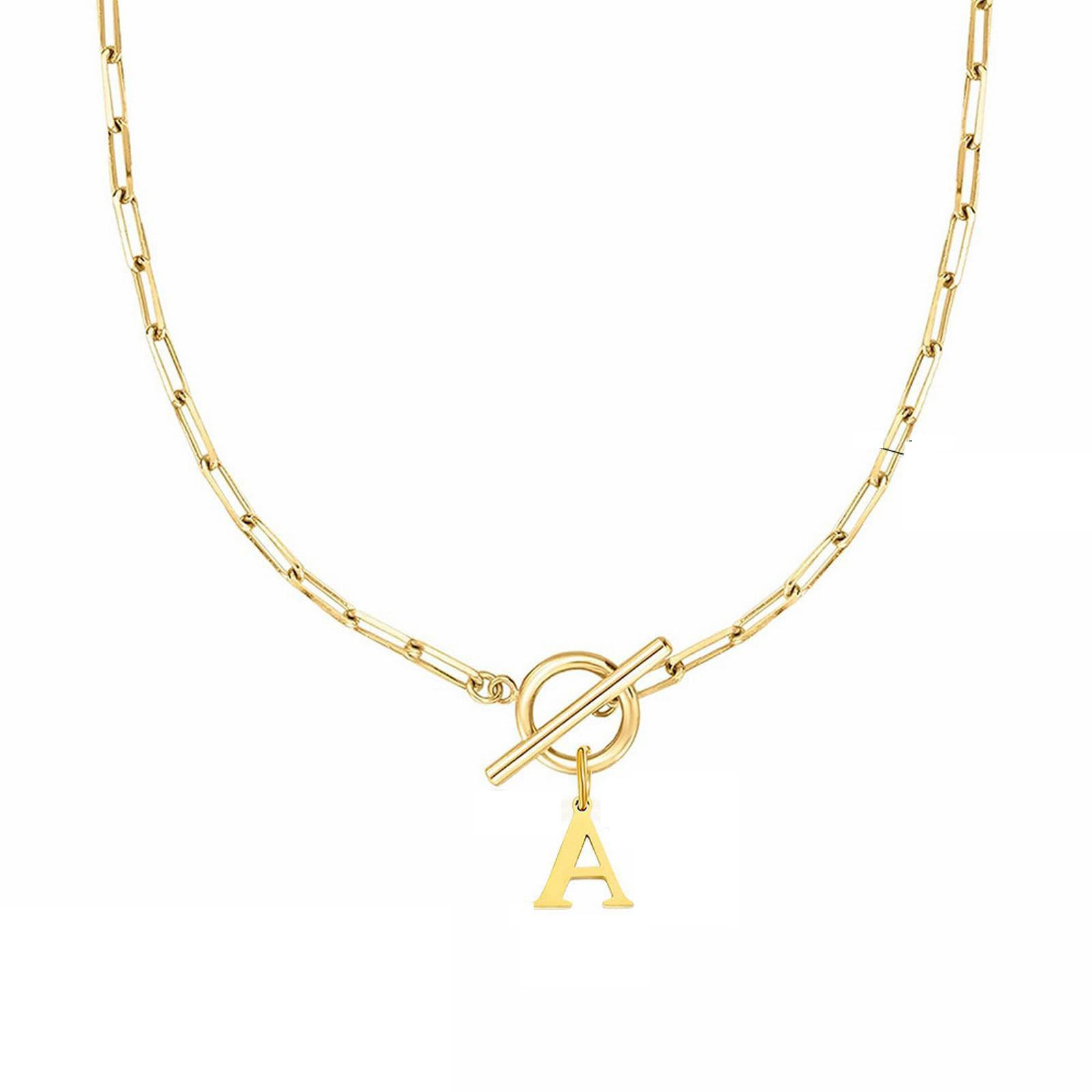 Eben Toggle Clasp Capital A Z Initial Necklace for Women Hiphop Gold Alphabet Pendant Necklaces T... | Amazon (US)