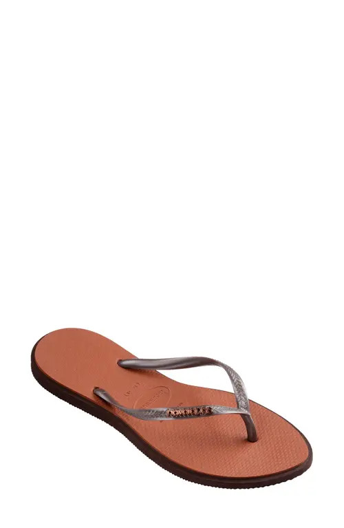 Havaianas Slim Pointed Toe Flip Flop in Dark Brown at Nordstrom, Size 35 | Nordstrom