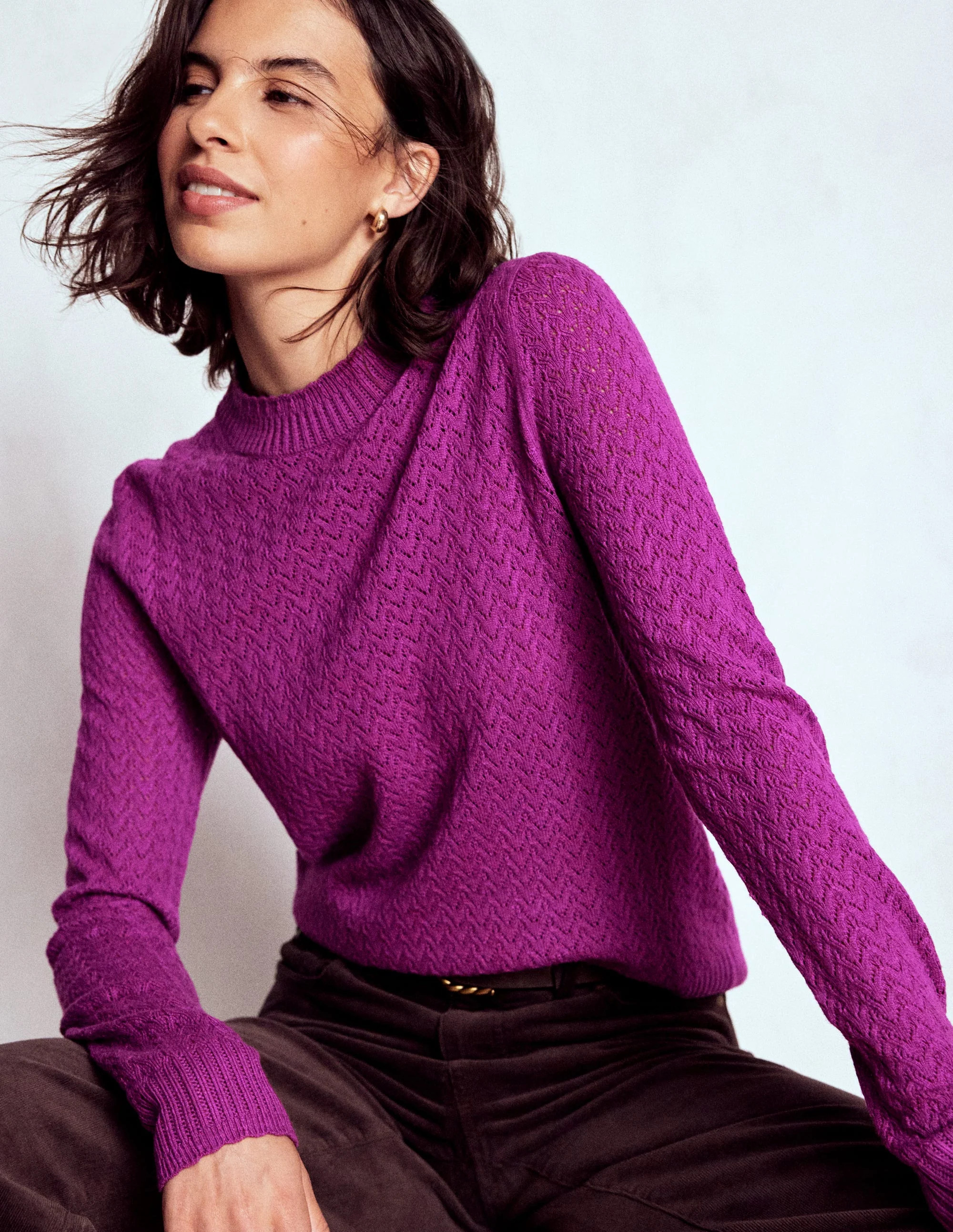 Diane Pointelle Sweater-Regal Purple | Boden (US)