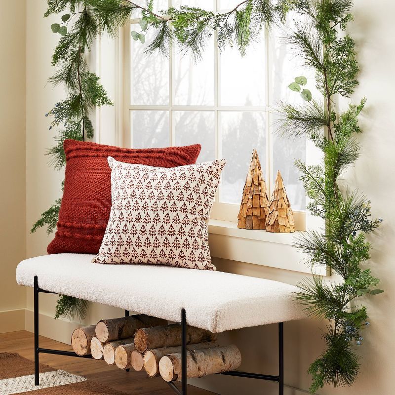 Block Print Christmas Tree Square Throw Pillow - Threshold™ designed with Studio McGee | Target