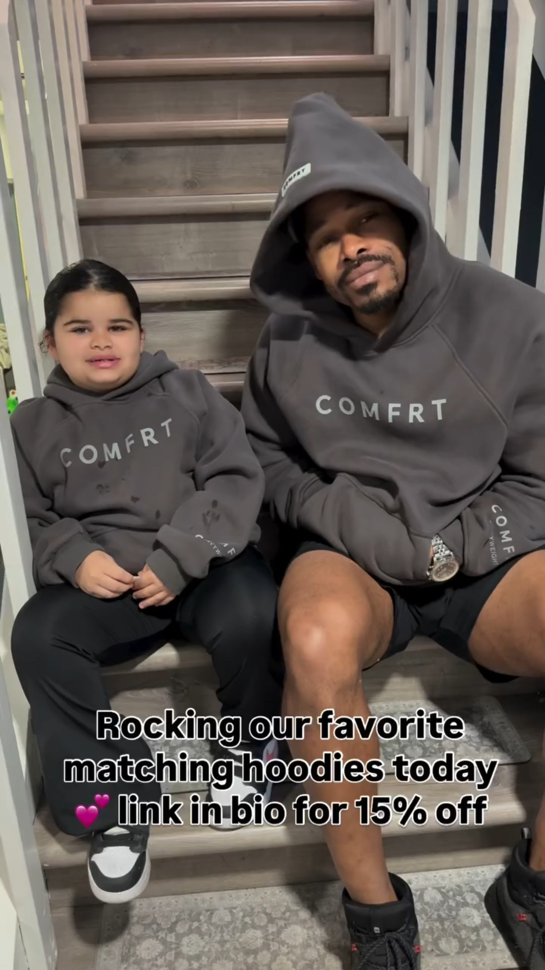 Love being able to match with dad 💕 use the link for 15% off sizes and colors sell out fast. stay warm 💕 https://comfrt.com/KAREN519 @comfrt