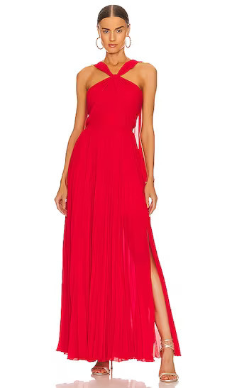 Peri Pleated Gown in Wild Strawberry Red Wedding Guest Dress Red Formal Dress Red Summer Dress | Revolve Clothing (Global)