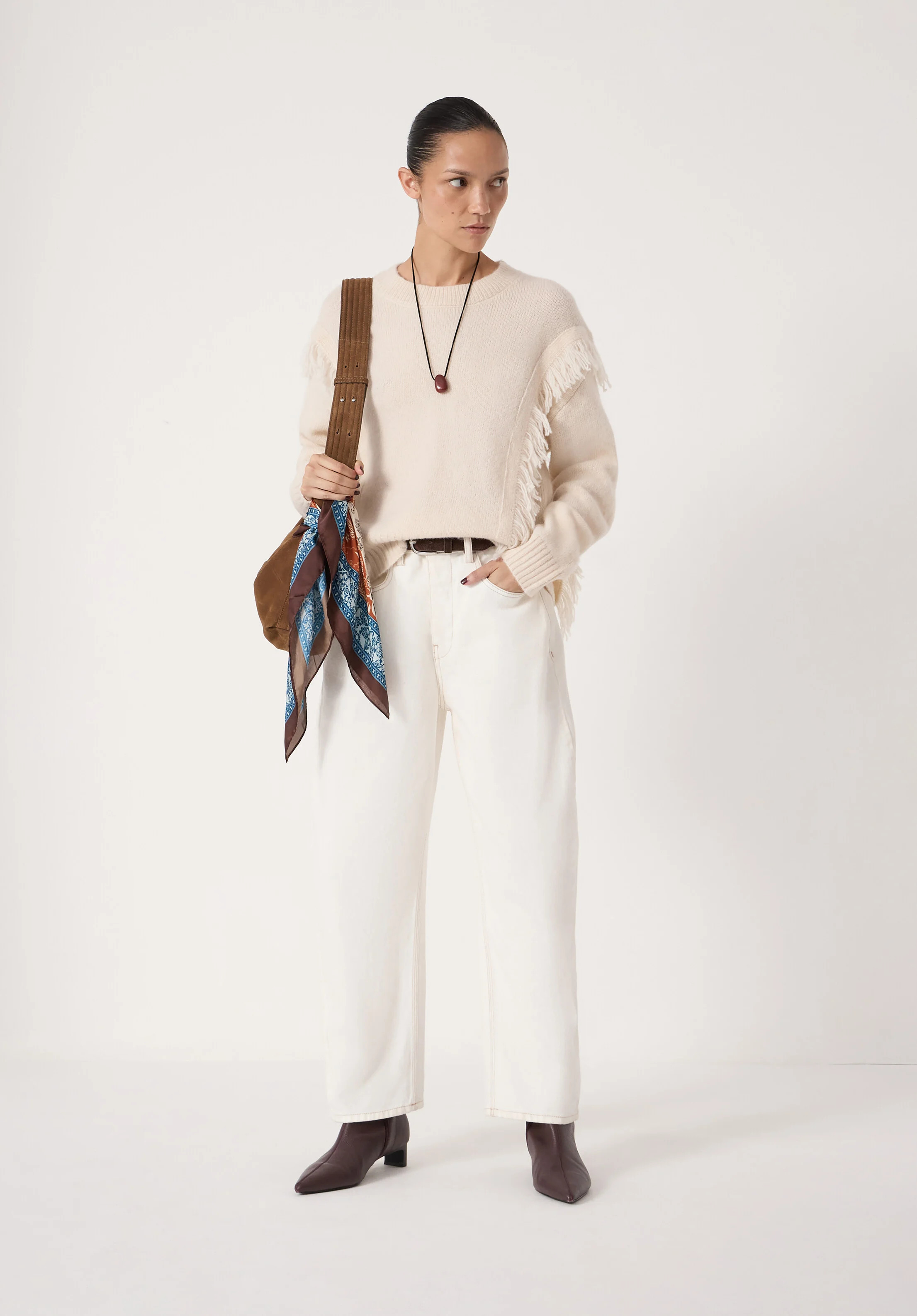 Alpaca Blend Fringe Knitted Jumper | Hush UK