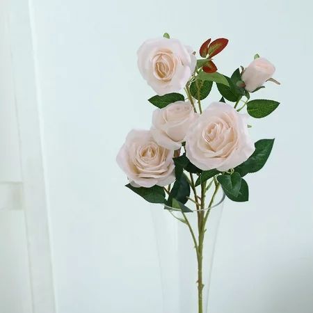 Efavormart Pack of 2 | 33 Silk Long Stem Roses Faux Flowers Rose Bouquet - ROSE GOLD | Walmart (US)