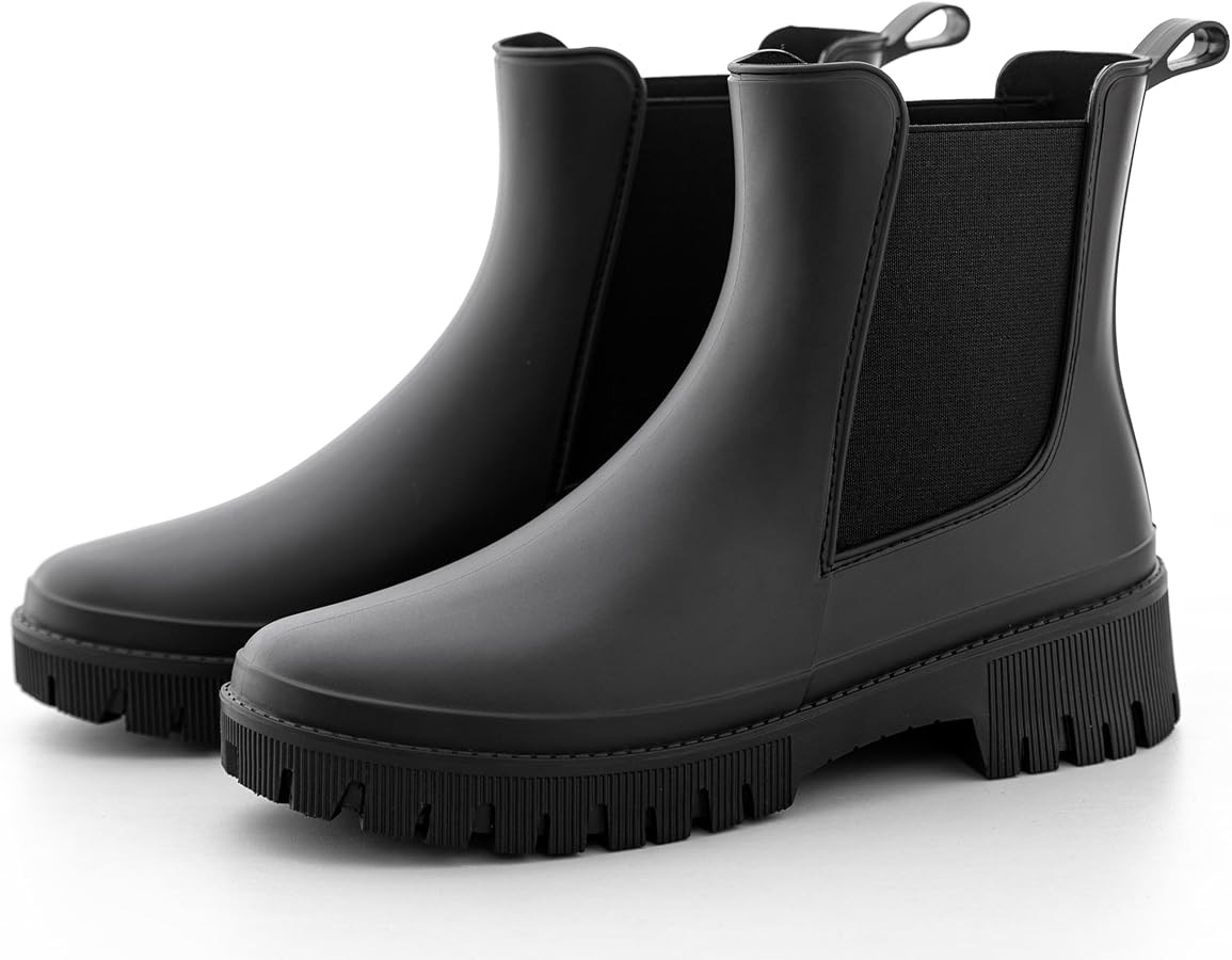Women's Short Rain Boots Waterproof Chelsea Rain Boots For Ladies | Amazon (US)