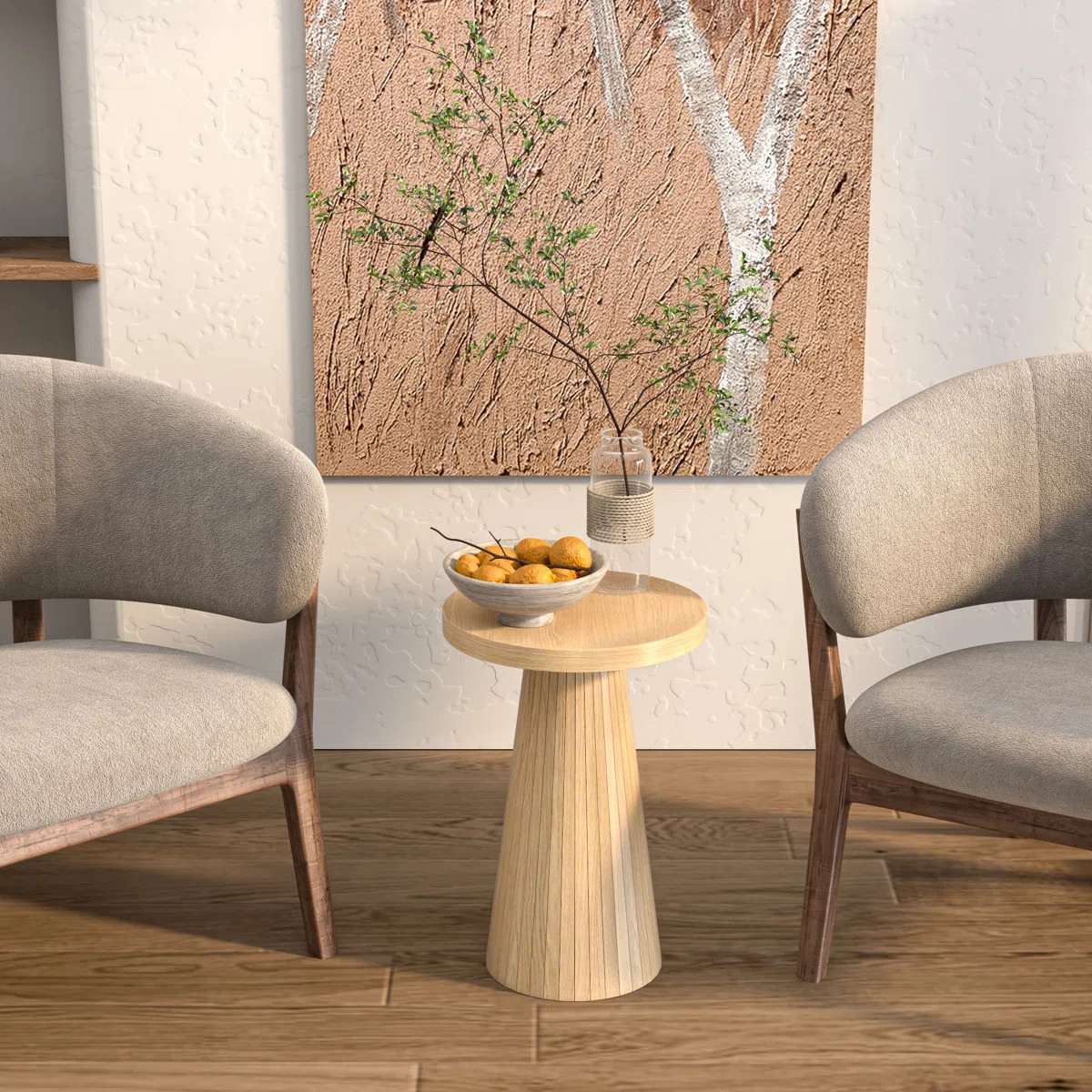 13.6'' Round End Table,side Table With Fluted Pedestal Base | Wayfair North America