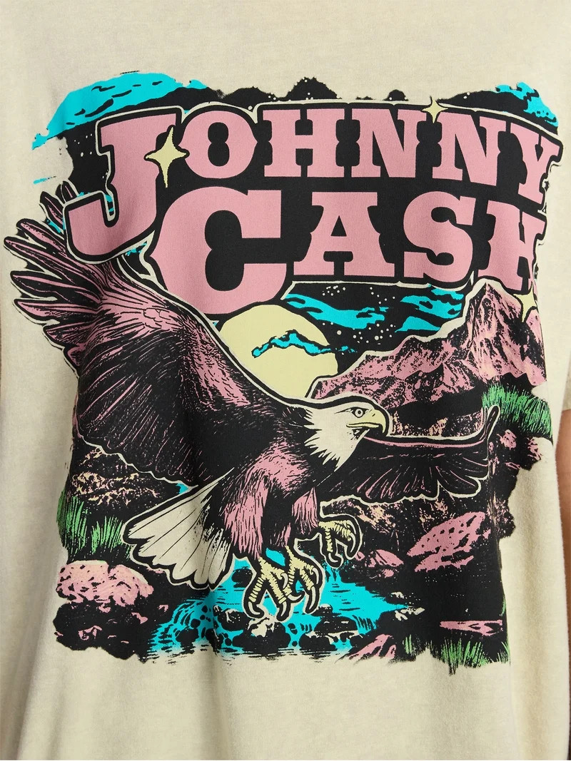 Johnny Cash Women's Graphic Print Tour Tee with Short Sleeves, Sizes XXS-XXL | Walmart (US)