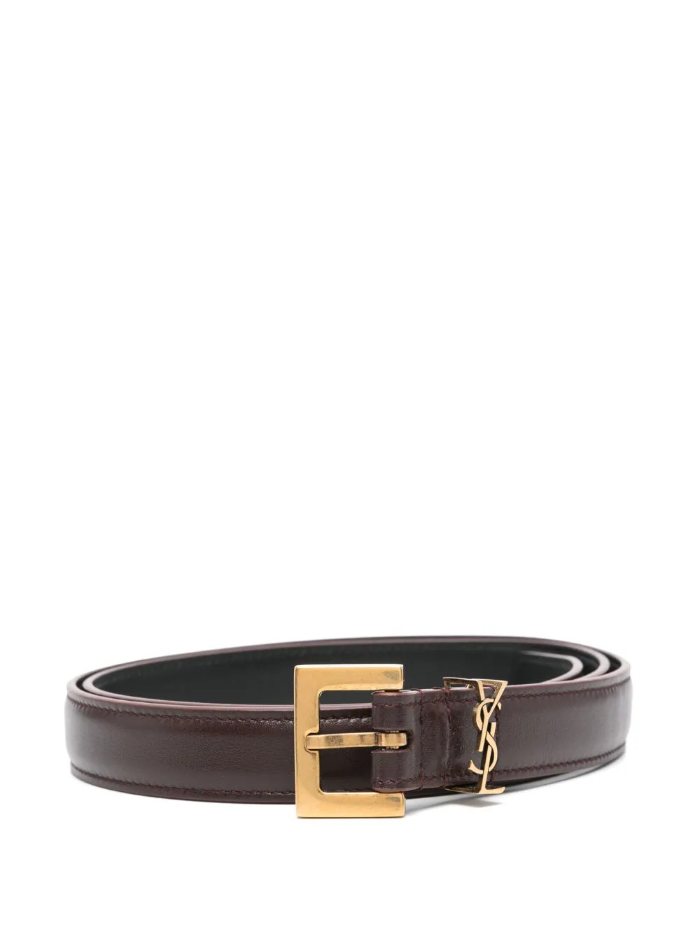 Saint Laurent Cassandre Thin Belt | Brown | FARFETCH UK | Farfetch Global