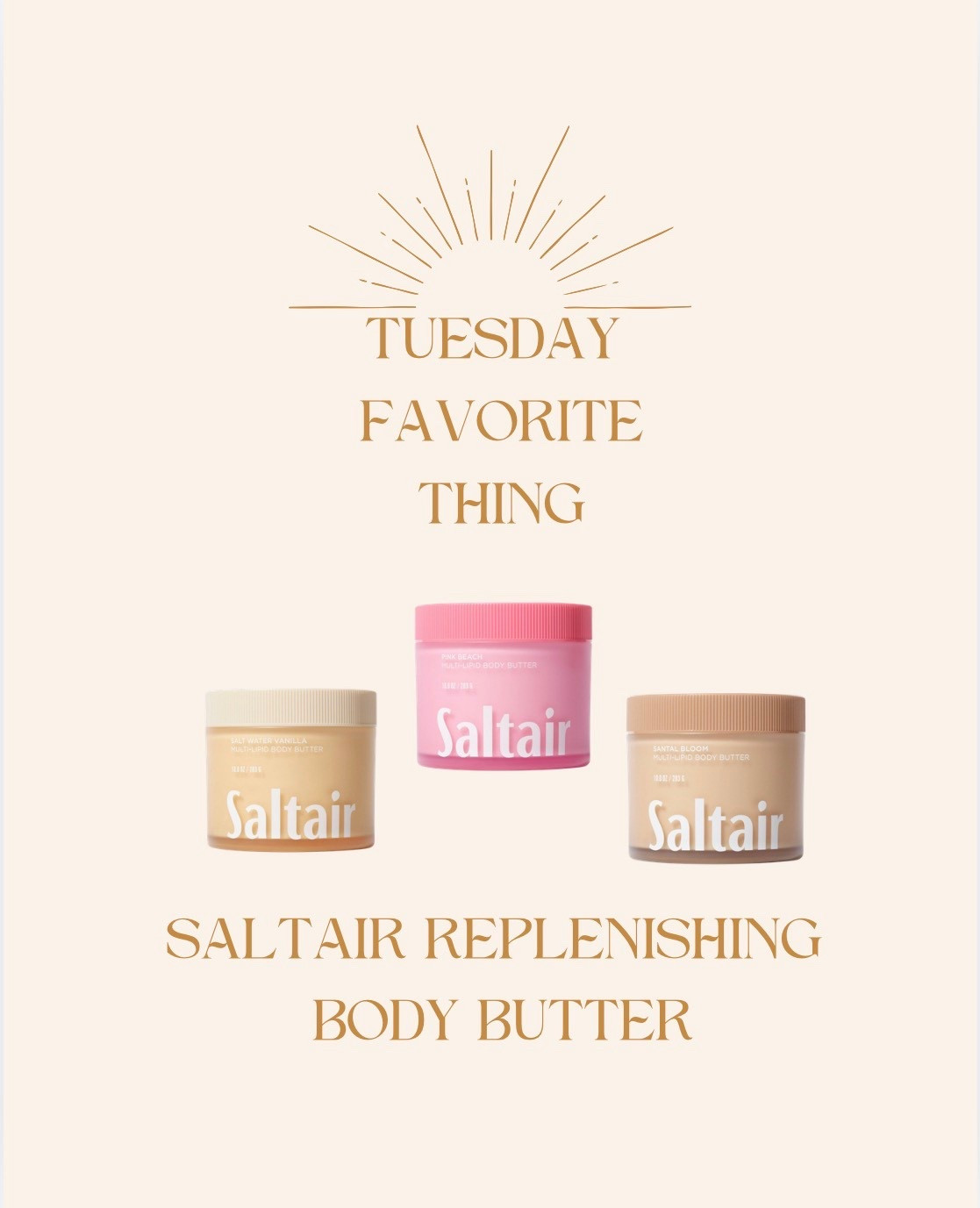 My Tuesday Favorite Thing is @saltair body butter! It’s so moisturizing and hydrating! The scents smell amazing! This is great as we move into spring and summer to keep your skin feeling glowy by locking in moisture and replenishing your skin! I love that it’s 

-Dermatologist Tested
-Cruelty-Free
-Paraben-Free
-Gluten-Free
-Vegan

Saltair body butter, what to use to keep your skin moisturized

#saltair #bodybutter


#LTKBeauty #LTKOver40 #LTKmorningroutine