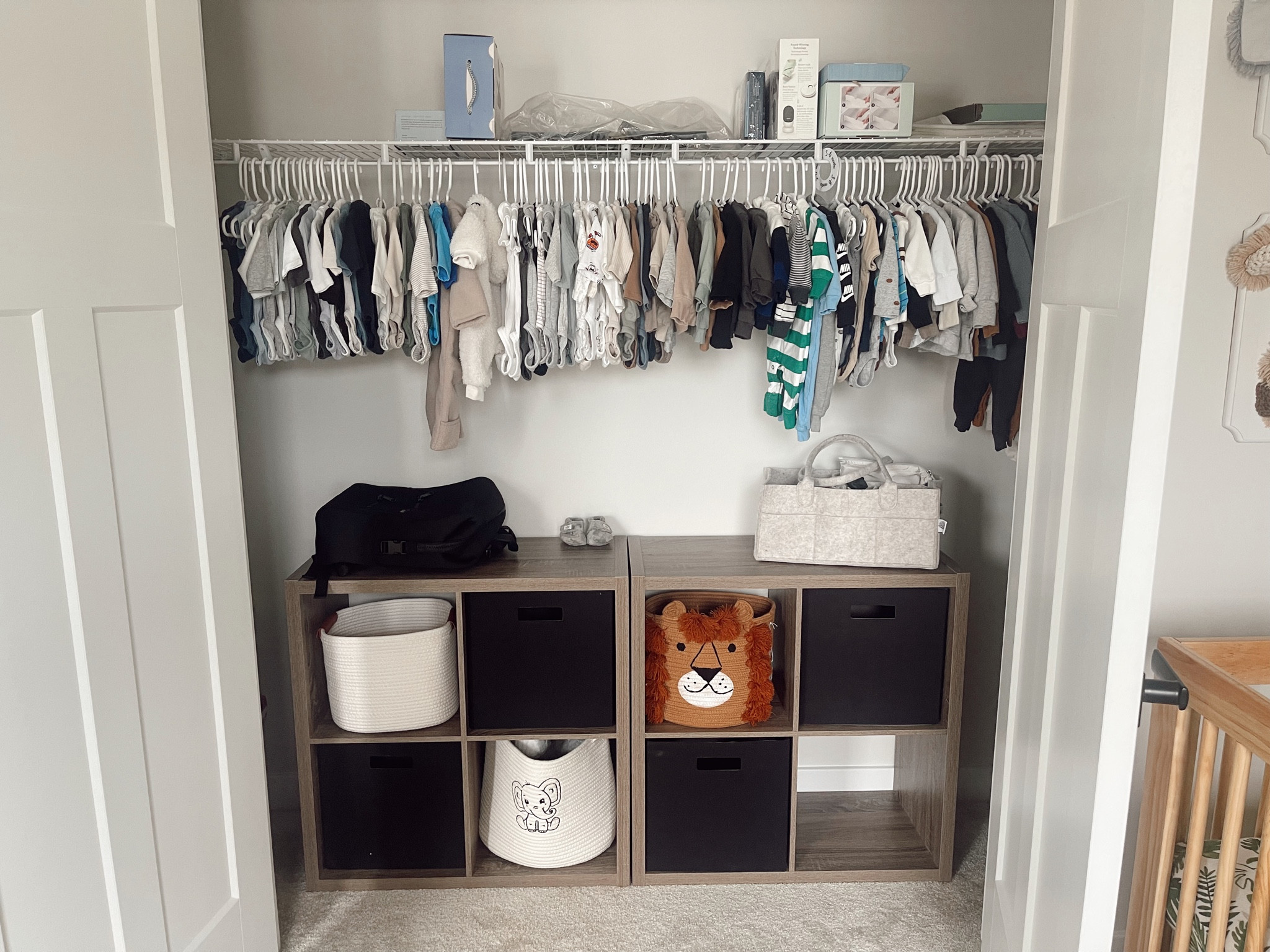 nursery organization | closet organization | closet storage | baby room | closet cubes | diaper caddy | hanging storage | diaper bag

#LTKhome #LTKbaby #LTKbump