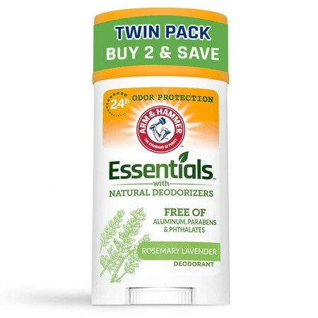 ARM & HAMMER Essentials Deodorant, Fresh Rosemary Lavender, with Natural Deodorizers, 2.5 oz, 2 Ct | Walmart (US)