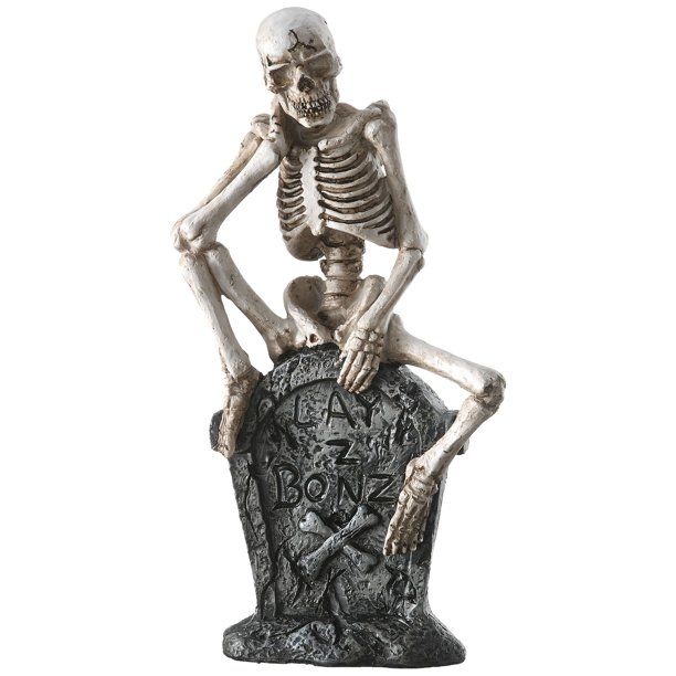 13" White and Gray "Lay Z Bonz" Printed Skeleton On Tombstone Halloween Tabletop Decor - Walmart.... | Walmart (US)