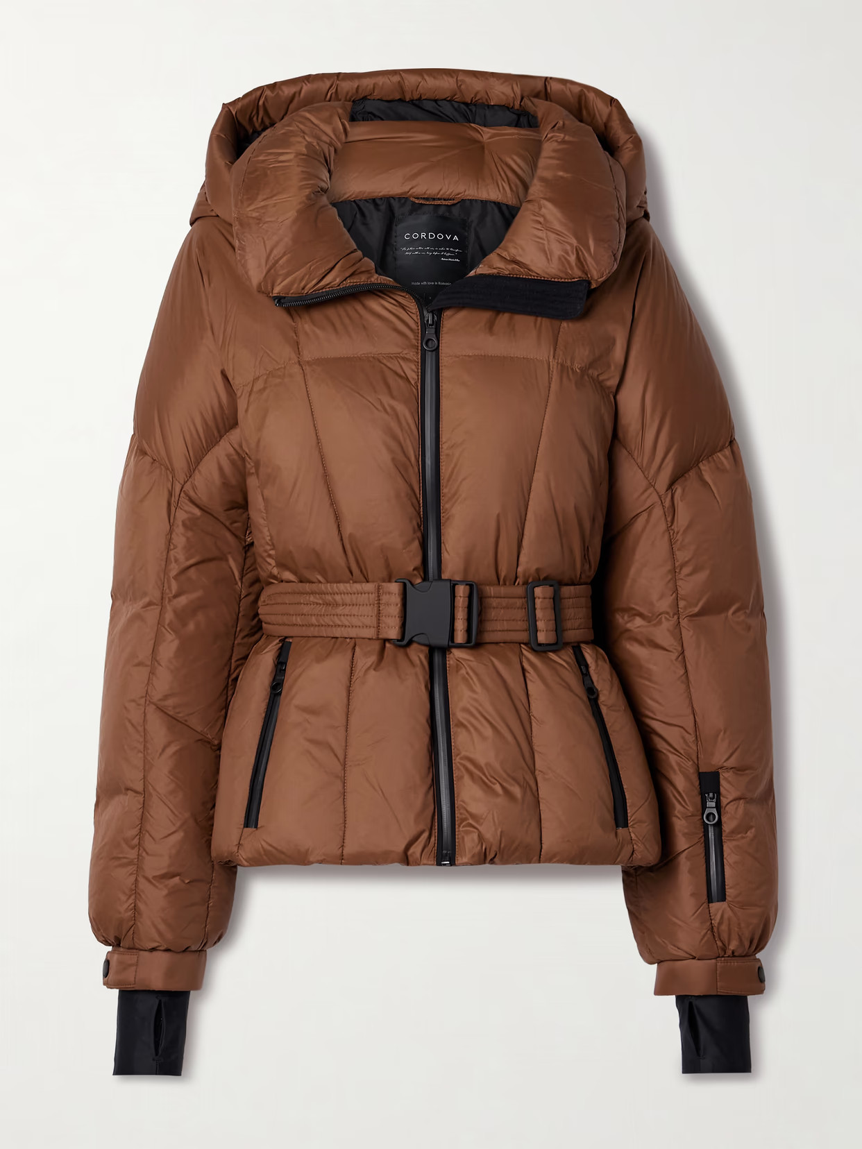 Cordova - Monterosa Belted Hooded Quilted Down Ski Jacket - Brown | NET-A-PORTER (US)