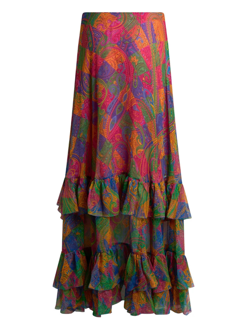 ETRO crepe paisley silk midi skirt - Pink | Farfetch Global