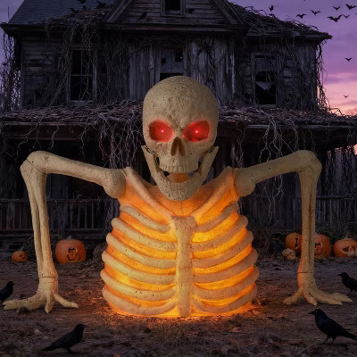 Joyfy 4.8 FT Halloween Outdoor Decoration, Light Up Giant Skeleton Groundbreaker with Infrared Sensor for Halloween Yard Graveyard Haunted House Props | Target