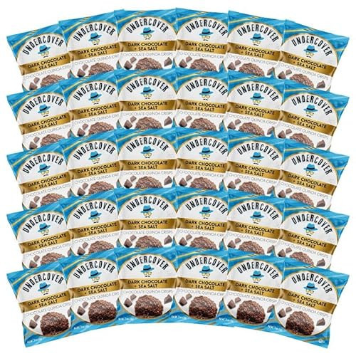 Undercover Snacks Chocolate Quinoa Crisps - Dark Chocolate + Sea Salt | 30-Count, Individually Wrapped Crisps | Gluten Free, Nut-Free, Allergen Friendly, Kosher, Plant-Based, AIRLINE SIZE | Amazon (US)