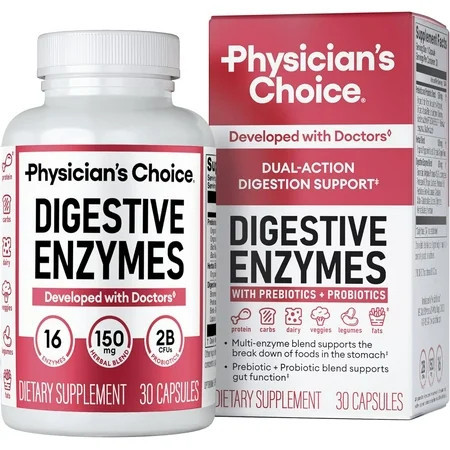 Physician's Choice Digestive Enzymes, Digestive & Gut Health, Bloating & Meal Time Discomfort, Men and Women, 30 Count | Walmart (US)