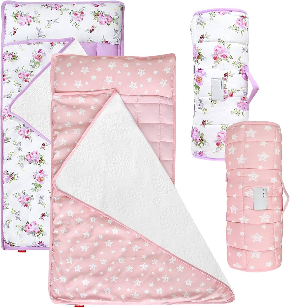 Toddler Nap Mat 2 Pack for Girls, Nap Mat for Kids Preschool, Daycare with Removable Pillow and F... | Amazon (US)