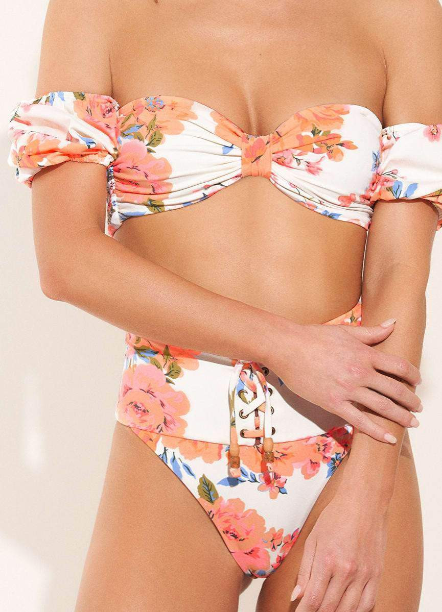 Maaji Free Spirit Ebony Puff Sleeve Bikini Top | Maaji