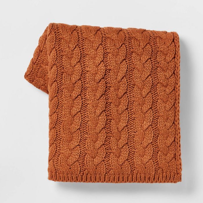 Solid Chunky Cable Knit Throw Blanket - Threshold™ | Target