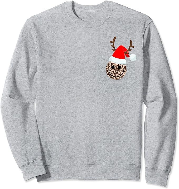 Happy Face with Santa Hat Christmas Holiday Smile Face Sweatshirt | Amazon (US)