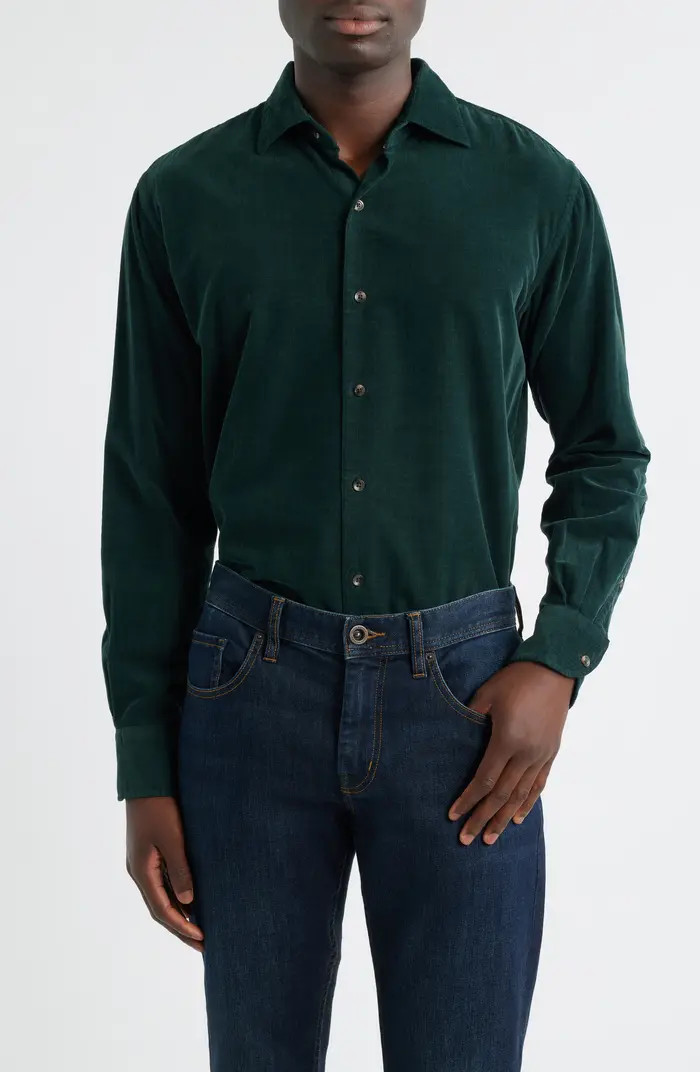 Cotton & Cashmere Corduroy Button-Up Shirt | Nordstrom