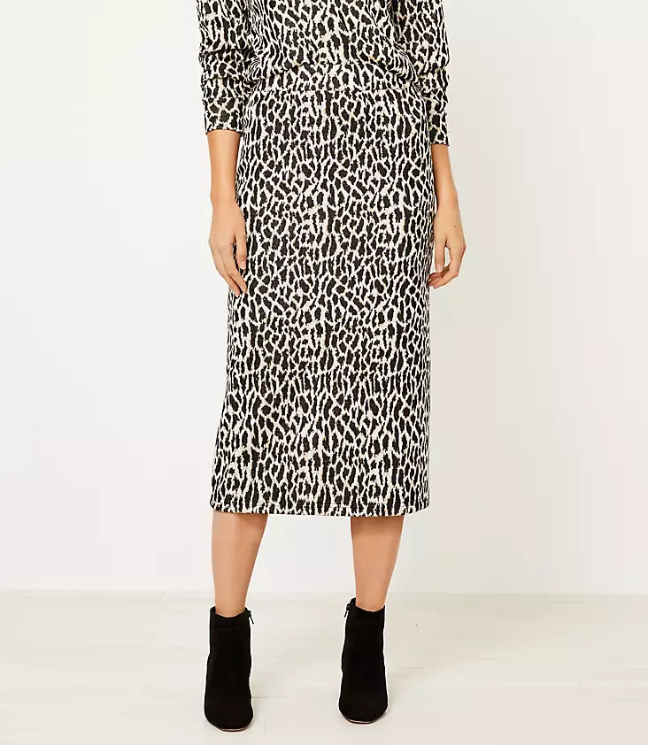 Animal Spotted Knit Column Skirt | LOFT
