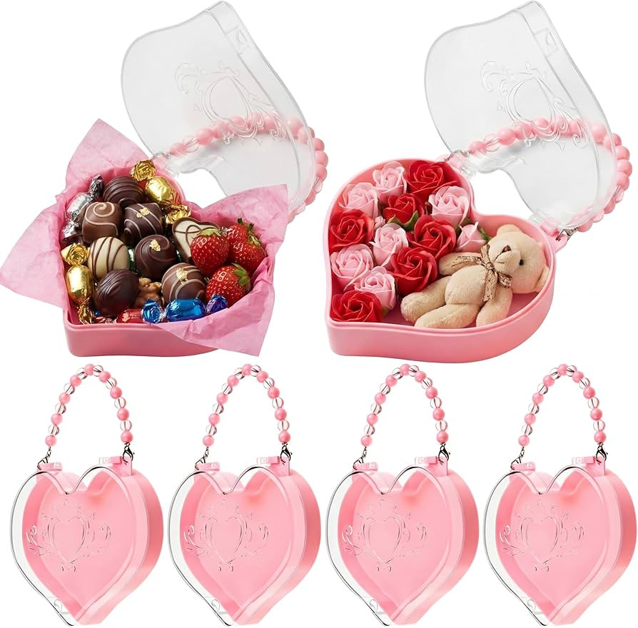 Youyole 6 Pcs Valentine Day Heart Shape Containers with Handle Valentine's Day Snack Box Small Pl... | Amazon (US)
