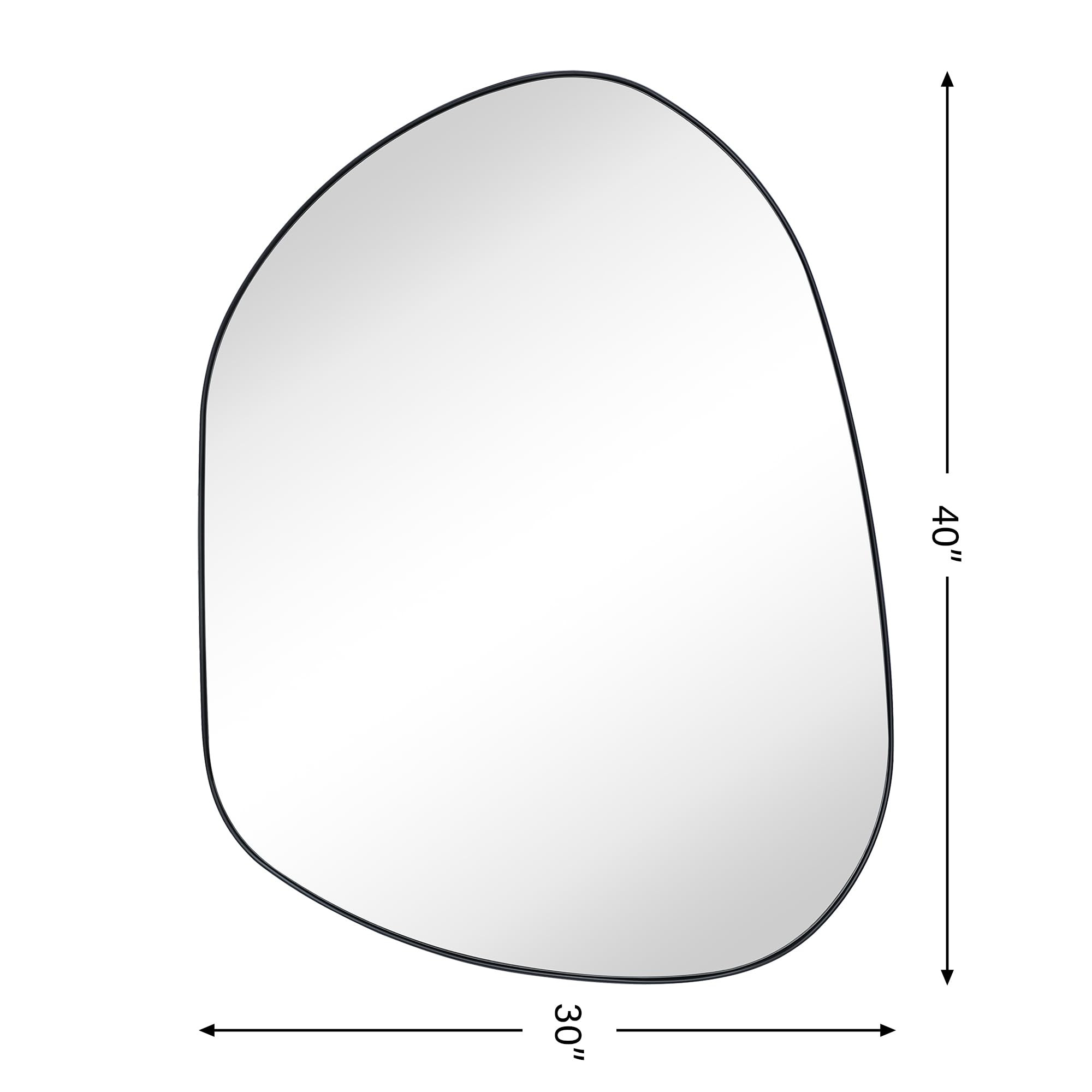 40 x 30 Matt Black Asymmetrical Mirror Irregular Black Mirror Accent Metal Framed Mirror for Bath... | Amazon (US)