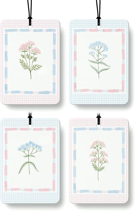 Girly Floral Car Air Freshener 4 Pcs Coconut Scented, Preppy Pink and Blue Flower Car Accessories... | Amazon (US)