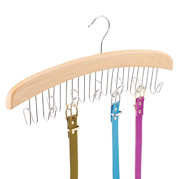 Natural 12-Belt Wooden Hanger | The Container Store