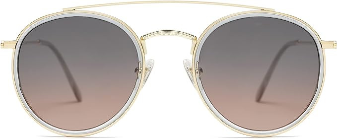 SOJOS Retro Round Double Bridge Polarized Sunglasses for Women Men Vintage Circle UV400 Sunnies S... | Amazon (US)