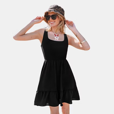Women's Dark Romance Black Tiered Sundress - Cupshe-S-Black | Target