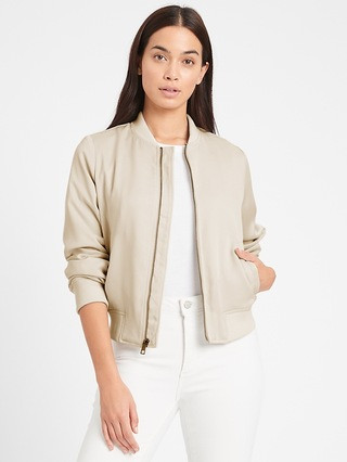 Satin Cropped Bomber Jacket | Banana Republic (US)