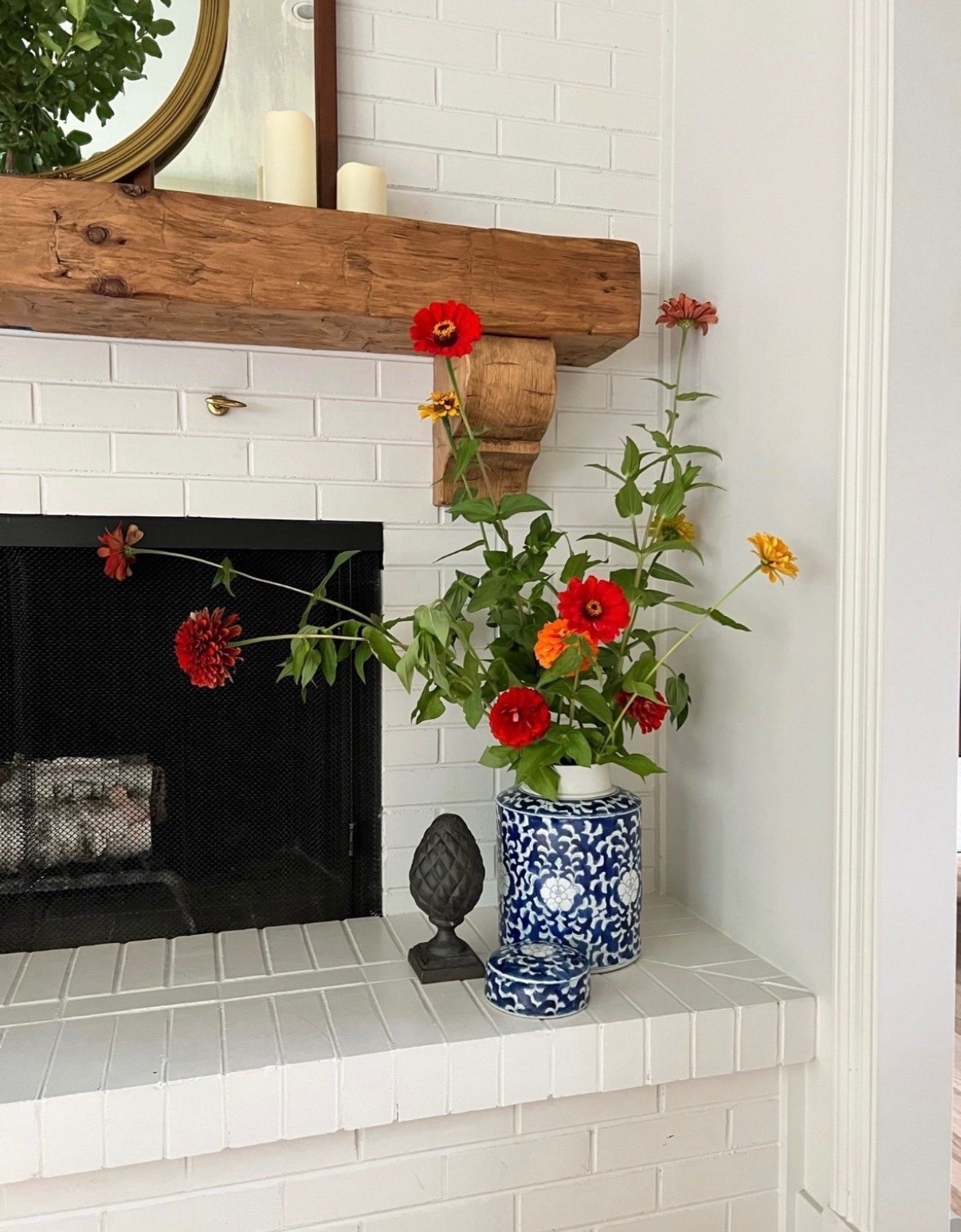 Zinnias are always my go to in the garden, and I loved using a few of last year’s blooms for some simple styling indoors. I tucked them into one of my favorite ginger jars, and the bright colors looked so good against the blue and white. Such an easy way to bring a little garden color inside!!

#LTKunder50 #LTKSeasonal #LTKFind
