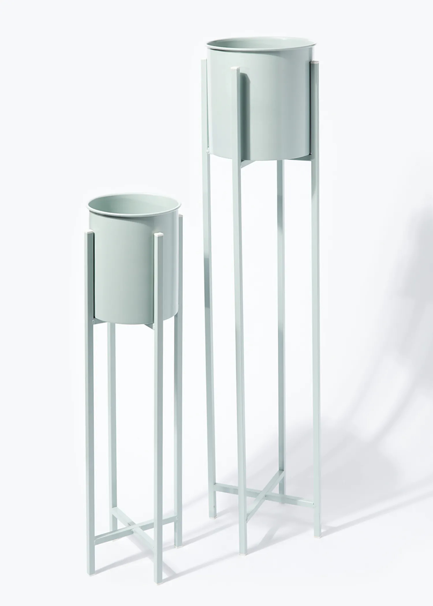 2 Pack Sage Green Tall Metal Planters – Sage | Matalan (UK)