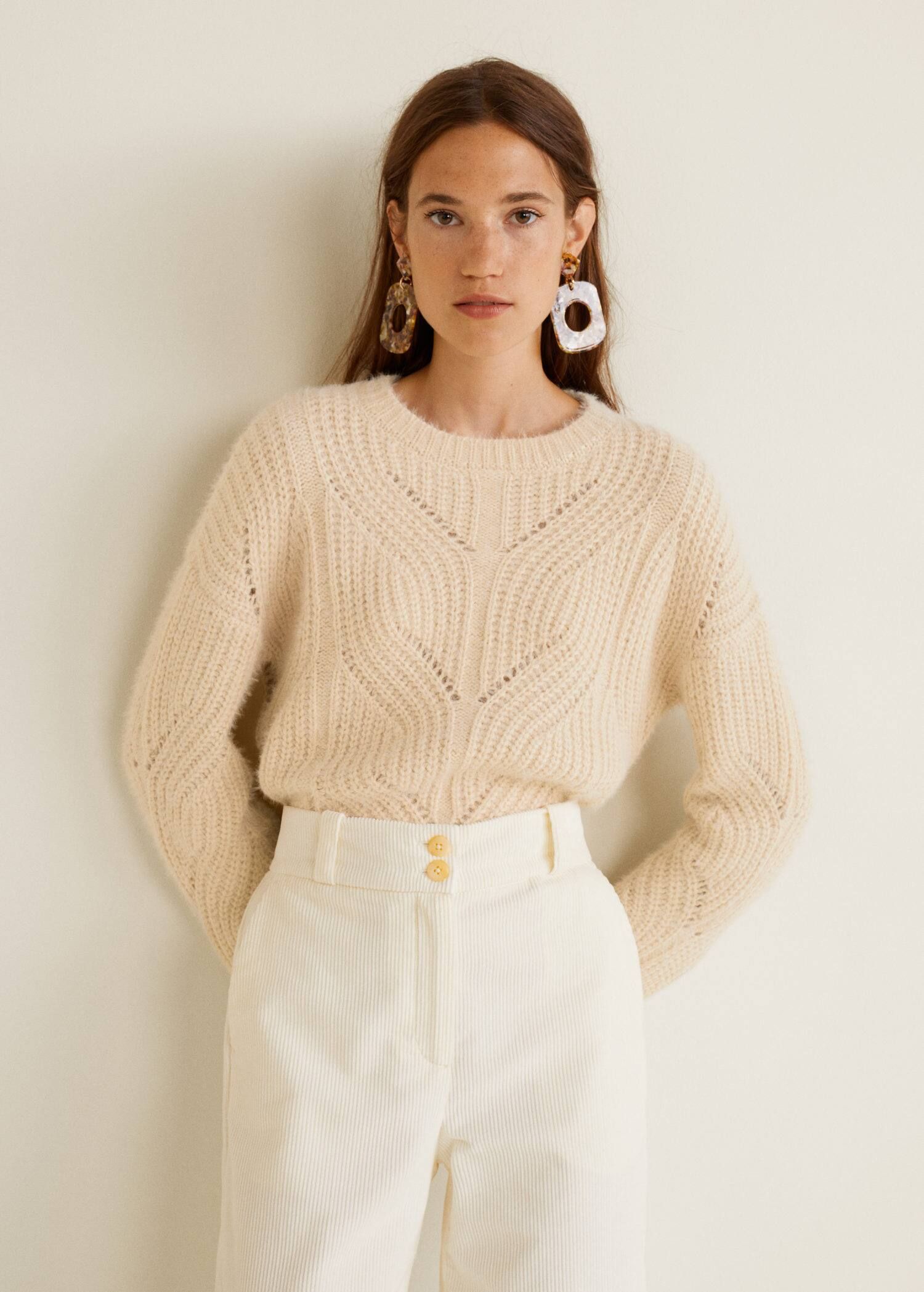 Openwork cable-knit sweater | MANGO (US)